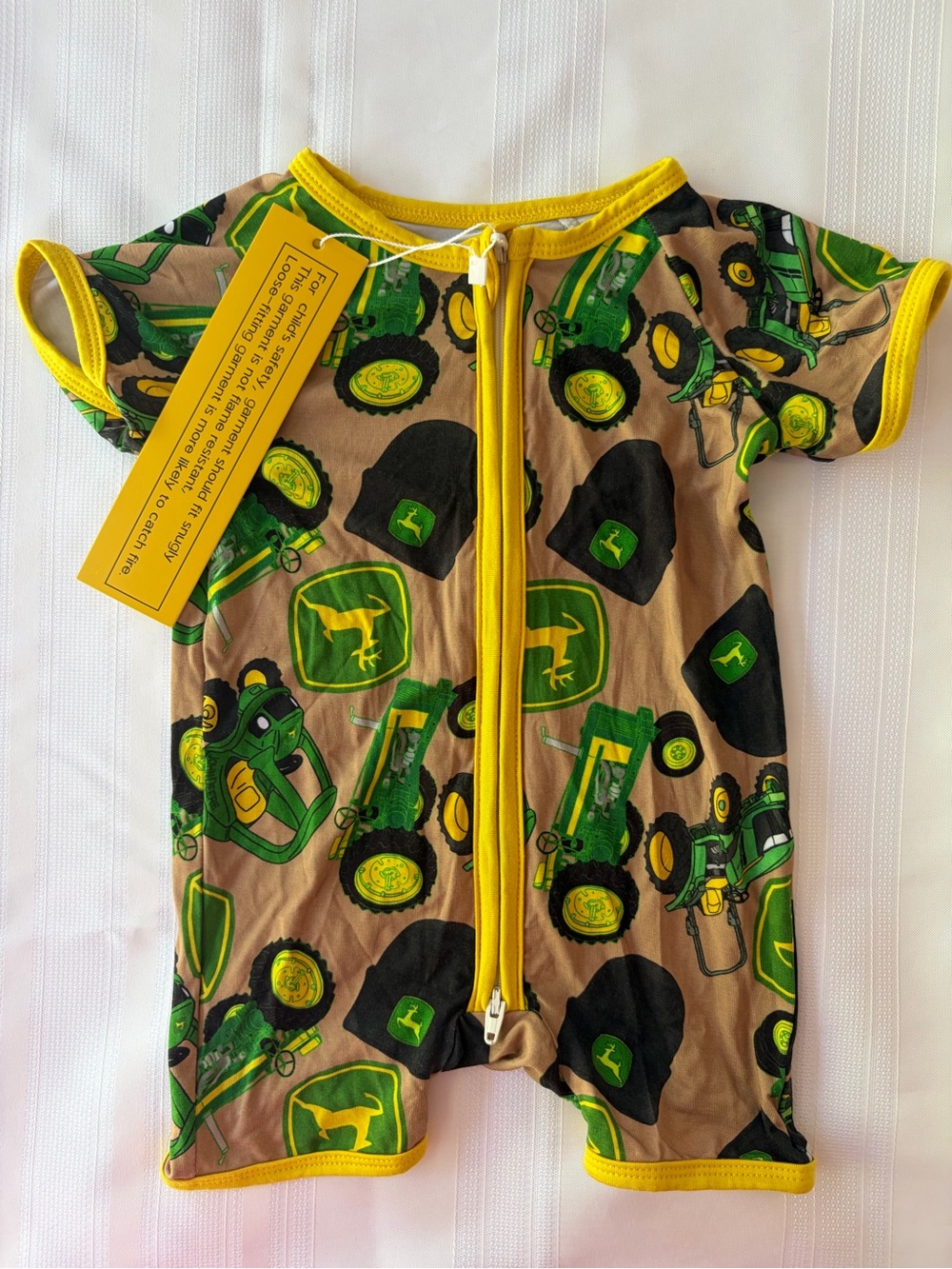 NWT John Deere Tractor Bamboo Short Romper 3-6M
